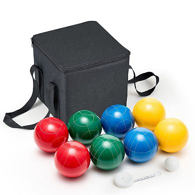 Outdoor Bocce Ball Game Set 8 Resin Balls for Lawn Beach Backyard - Green