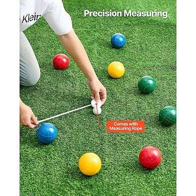 Outdoor Bocce Ball Game Set 8 Resin Balls for Lawn Beach Backyard - Green