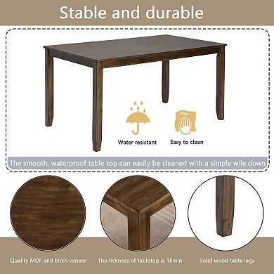 Pnronnc 6-Piece Dining Set Wood Kitchen Table Set with Rectangular Table, 4 Chairs & Bench