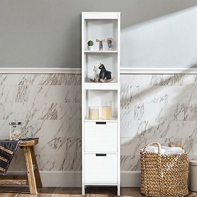 5-Tier Multifunction Bathroom Floor Storage Cabinet with 2 Drawers