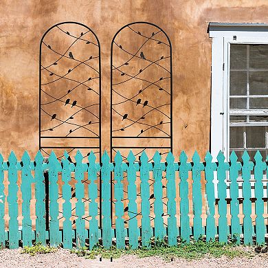 Loheer 2 Pack Metal Garden Trellis with Bird Decor for Climbing Plants Outdoor Support