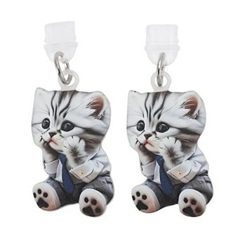 Cat Pendants Dust Plug Charm for Type-C Light Black Gray 2 pc