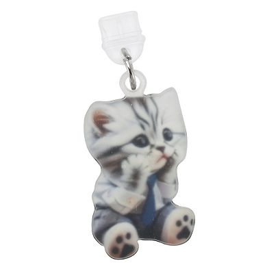 Cat Pendants Dust Plug Charm for Type-C Light Black Gray 2 Pcs