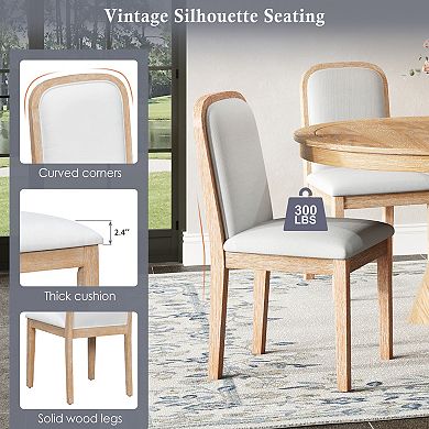 Pnronnc 5-Piece Dining Set, Vintage Extendable Kitchen Table Set with Upholstered Chairs