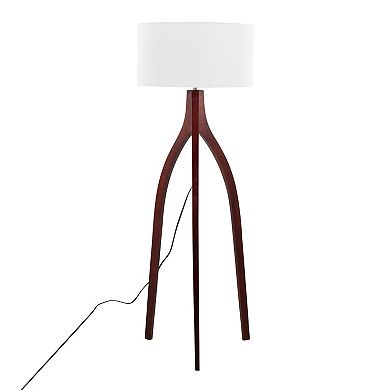 Loheer Contemporary Wishbone Floor Lamp with Fabric Shade