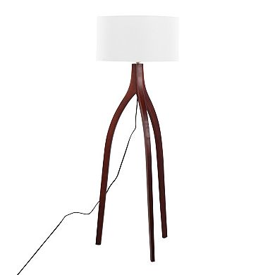 Loheer Contemporary Wishbone Floor Lamp with Fabric Shade