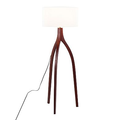 Loheer Contemporary Wishbone Floor Lamp with Fabric Shade