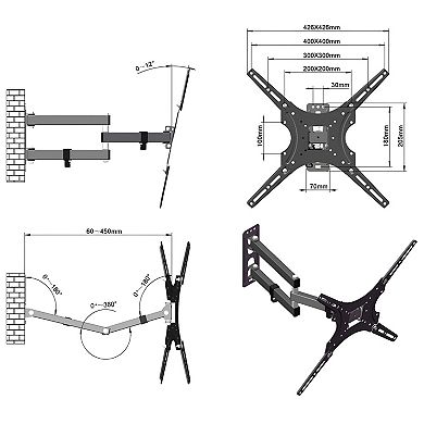 Wall Mount TV Bracket with Adjustable Tilt, Rotation and Floor-Saving Design