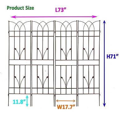 4-Piece Metal Garden Trellis Set for Climbing Vines Flowers and Vegetables