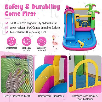 Inflatable Bounce Castle with Long Water Slide and 735W Blower