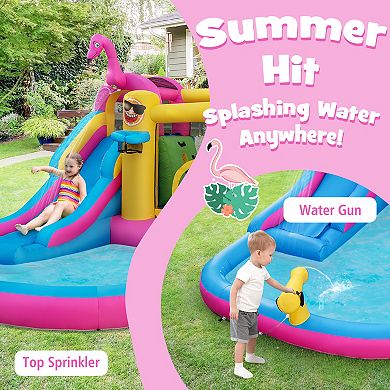 Inflatable Bounce Castle with Long Water Slide and 735W Blower