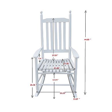 Outdoor Rocking Chair with Armrests and Wood Frame