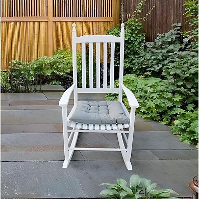 Outdoor Rocking Chair with Armrests and Wood Frame