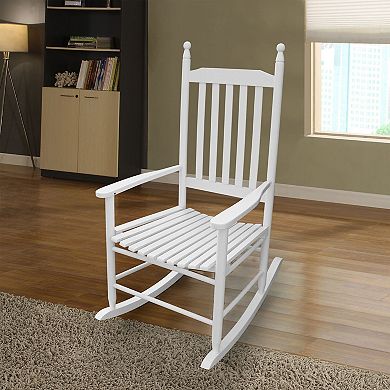 Outdoor Rocking Chair with Armrests and Wood Frame