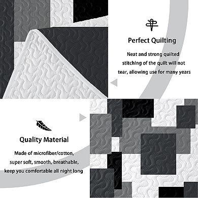 The geometric pattern is reversible on the bedspread set