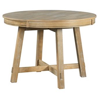 KWPZQEB Farmhouse Round Extendable Dining Table with 16" Leaf for Kitchen, Dining Table