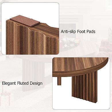 33.4" Small Round Coffee Table, Circle Center Table with Fluted Legs, Accent Cocktail Tables