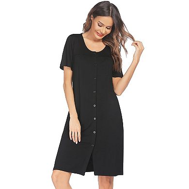 Ekouaer Dresses for Women Button Down Nightgowns Short Sleeve