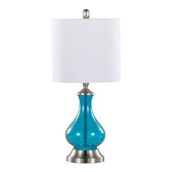 Loheer Jasmine Contemporary Glass Accent Lamp with Linen Shade