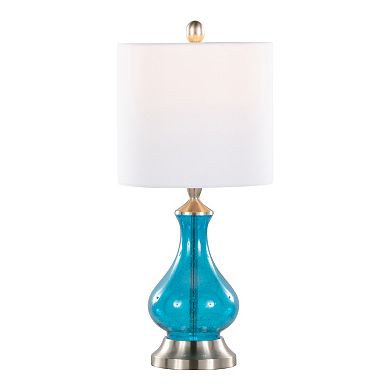 Loheer Jasmine Contemporary Glass Accent Lamp with Linen Shade