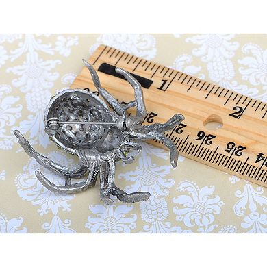 Silver Tone Shine Crystal Rhinestone Halloween Spider Jewelry Pin Brooch