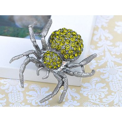 Silver Tone Shine Crystal Rhinestone Halloween Spider Jewelry Pin Brooch