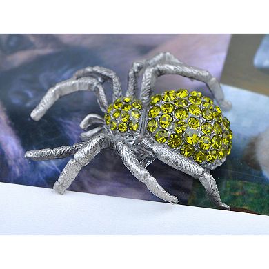 Silver Tone Shine Crystal Rhinestone Halloween Spider Jewelry Pin Brooch