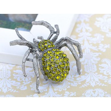 Silver Tone Shine Crystal Rhinestone Halloween Spider Jewelry Pin Brooch