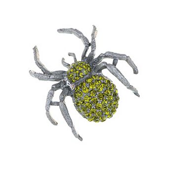 Silver Tone Shine Crystal Rhinestone Halloween Spider Jewelry Pin Brooch