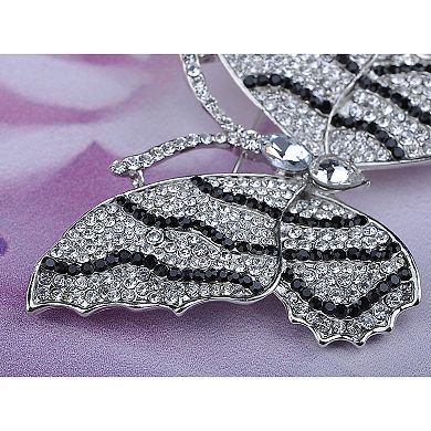 Stunning Black Clear Crystal Rhinestone Winged Butterfly Insect Brooch