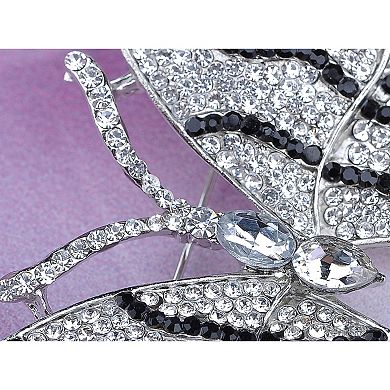Stunning Black Clear Crystal Rhinestone Winged Butterfly Insect Brooch