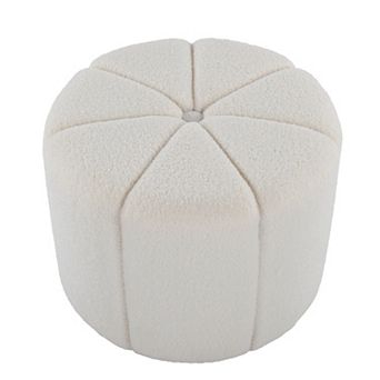 Loheer Round Upholstered Ottoman Stool for Living Room Bedroom and Vanity