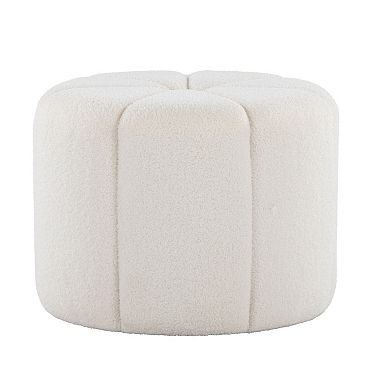 Loheer Round Upholstered Ottoman Stool for Living Room Bedroom and Vanity