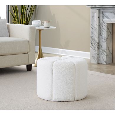 Loheer Round Upholstered Ottoman Stool for Living Room Bedroom and Vanity