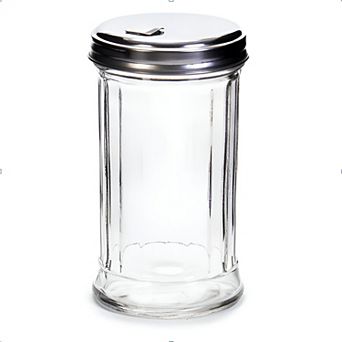 Glass Sugar and Seasoning Dispenser with Flip-Top Metal Lid