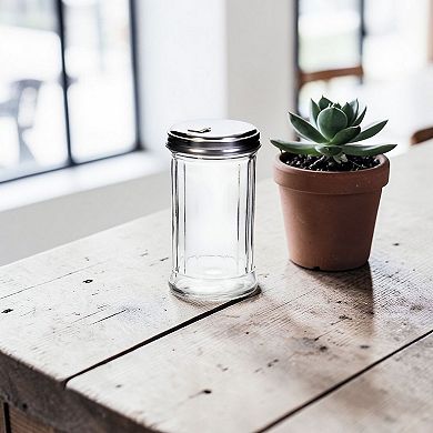Glass Sugar and Seasoning Dispenser with Flip-Top Metal Lid