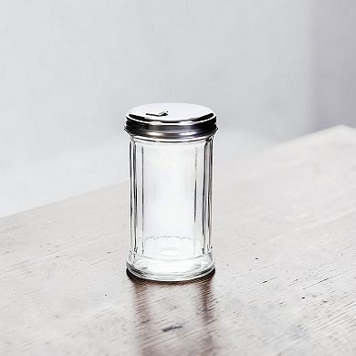 Glass Sugar and Seasoning Dispenser with Flip-Top Metal Lid