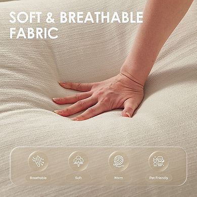 81.5" Cloud Loveseat Sofa with Ottoman, Deep Seat Slipcovered Couch for Living Room