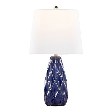 Loheer Contemporary Ceramic Accent Table Lamp Set with Linen Shades