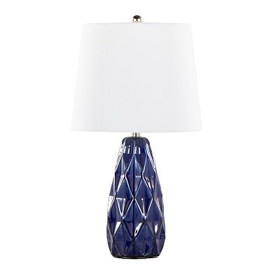 Loheer Contemporary Ceramic Accent Table Lamp Set with Linen Shades