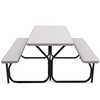 Picnic Table Bench Set for Outdoor Camping -White