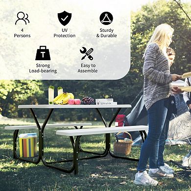 Picnic Table Bench Set for Outdoor Camping -White