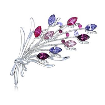 Multicolored Crystal Rhinestones Flower Floral Bouquet Wedding Banquet Brooch Pin