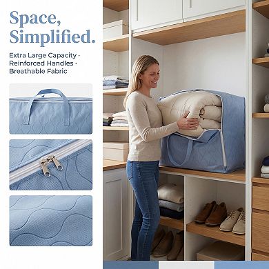 1 Pcs Clothes Storage, Foldable Storage Bag, Wavy Moving Bag for Organizing Comforter