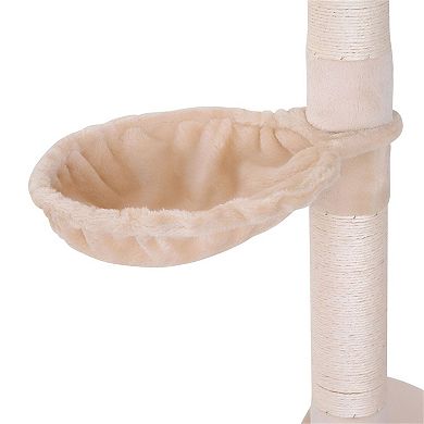 Multi-Level Cat Tree with Soft Plush Platforms, Adjustable Floor-to-Ceiling Design