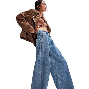 Womens Vintage Loose Fit Wide Leg Jeans High Waist Long Flare Denim Pants Casual Baggy Dad Jeans