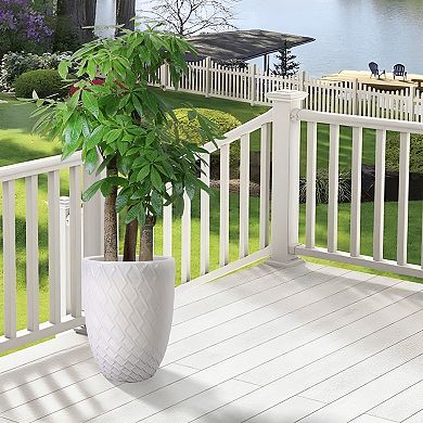 KWPZQEB Handmade Ceramic Planter Pot with Diamond Pattern & Drainage Holes