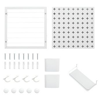 2 Panel Wall Pegboard Organizer with Hooks, Magnets and Storage Bins