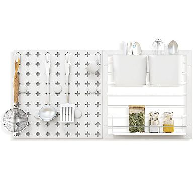 2 Panel Wall Pegboard Organizer with Hooks, Magnets and Storage Bins
