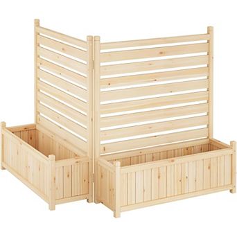 Outdoor Air Conditioner Fence Privacy Screen with Planter Box & Trellis, Patio Decor, 33x38in